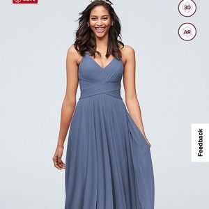 David’s Bridal SPAGHETTI STRAP MESH CROSS WAIST BRIDESMAID DRESS
F20052